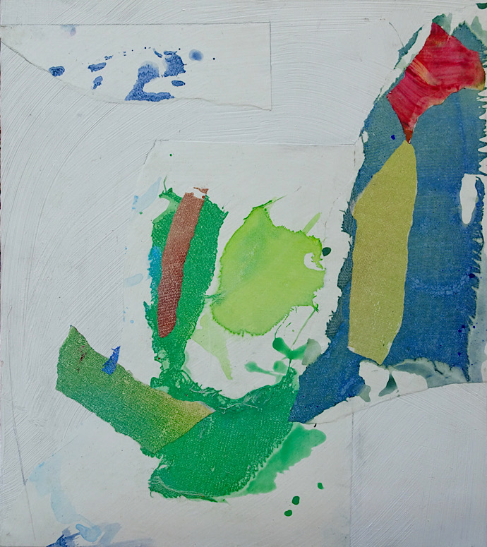 <em>French Maritime</em>, acrylic on paper, linen and birch panel, 12-1/2 inches by 11 inches, 250