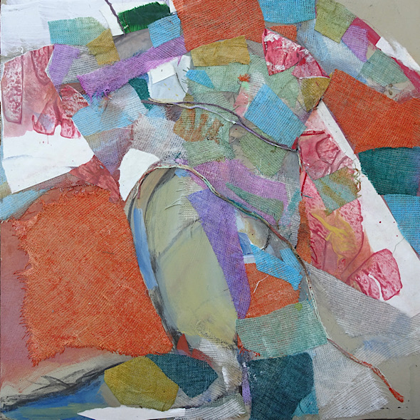 <em>Nude in Continuity</em>, acrylic on paper, linen and birch panel, 12-1/2 inches by 12-1/2 inches, 250