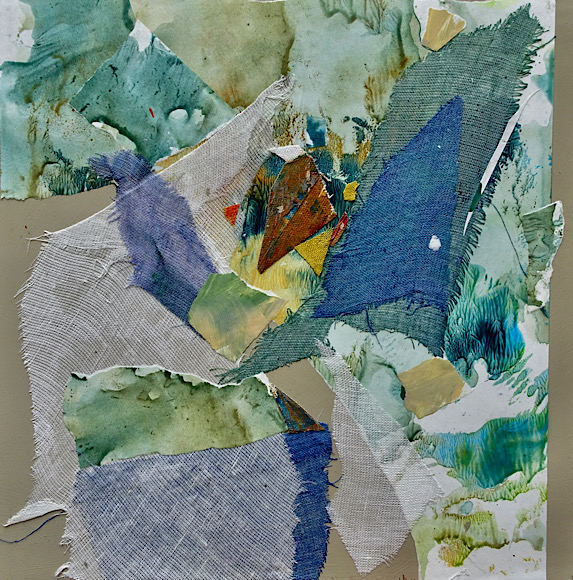 <em>Delaware Bay</em>, acrylic on paper, linen and birch panel, 12-1/2 inches by 12-1/2 inches