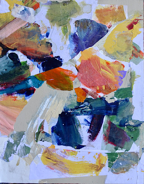 <em>Valuable Delusions</em>, acrylic on paper, linen and birch panel, 11-1/2 inches by 9 inches, 250